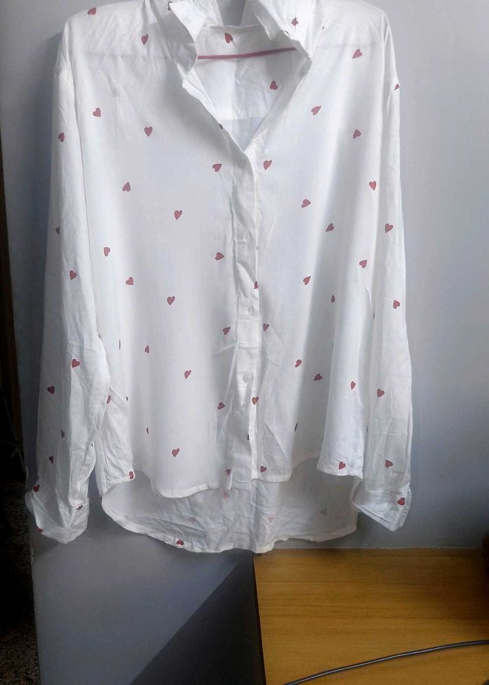 Viral Heart Print White Shirt