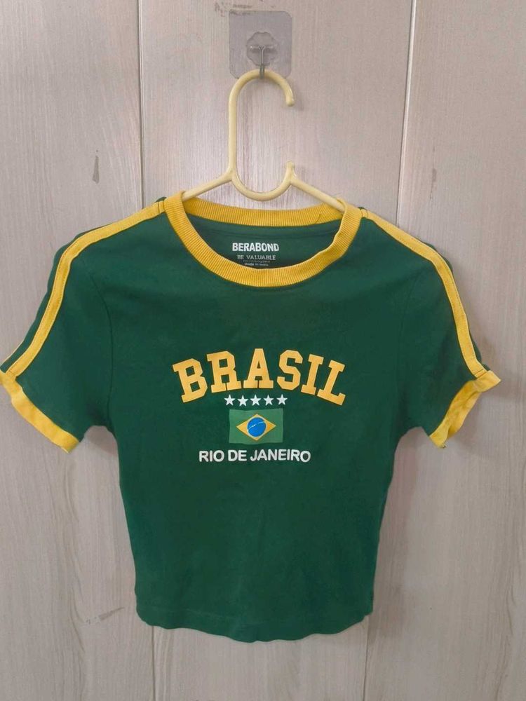 Green Brasil Rio de Janeiro Crop Tee