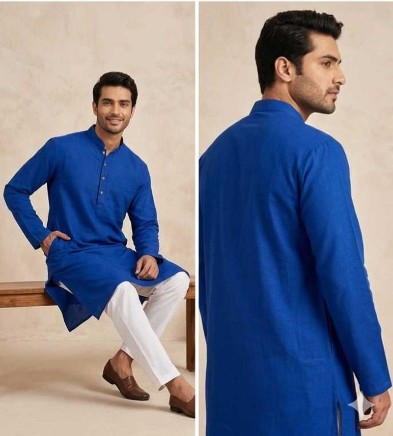 Royal Blue Kurta with White bottom
