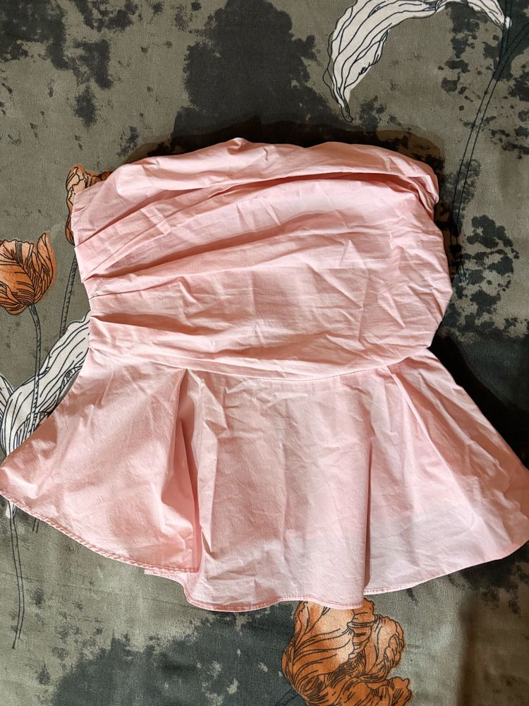 Pink Ruffled Tube Top