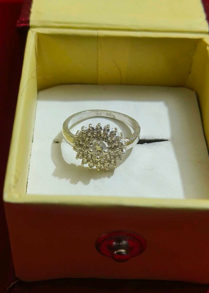 pure silver diamond ring