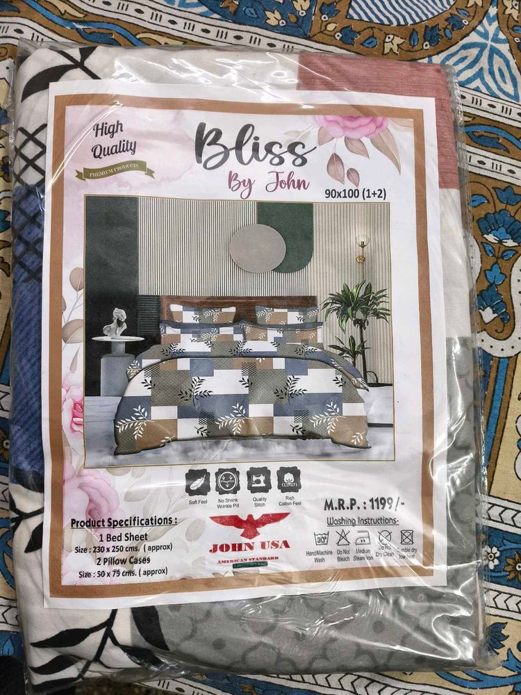 New Multicolour Printed Bedsheet With 2 Covers