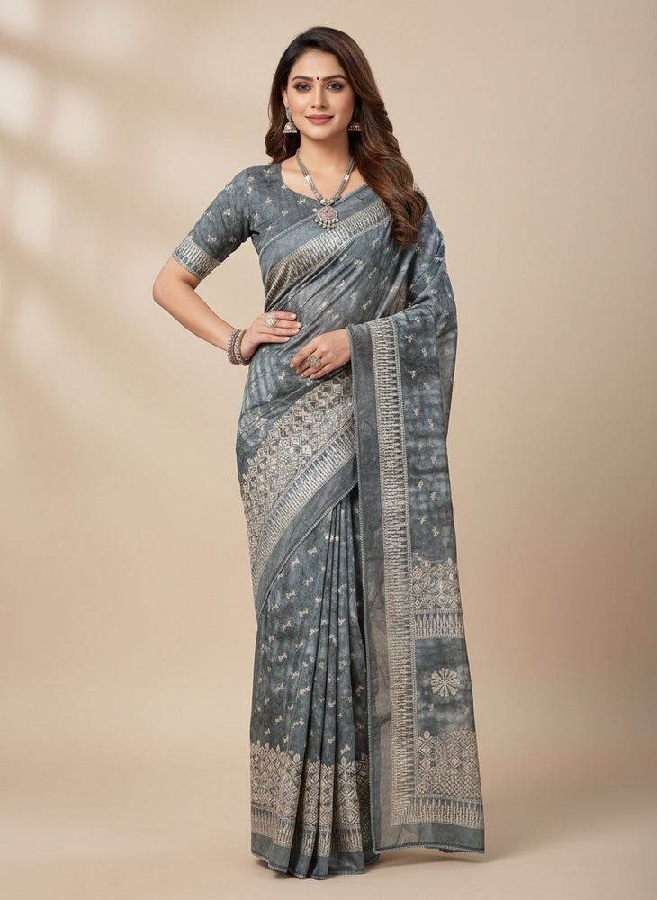 Beautiful Grey Party Saree