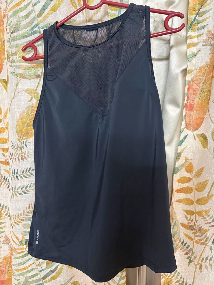 Sleek Black Mesh Tank Top for swimming or work out