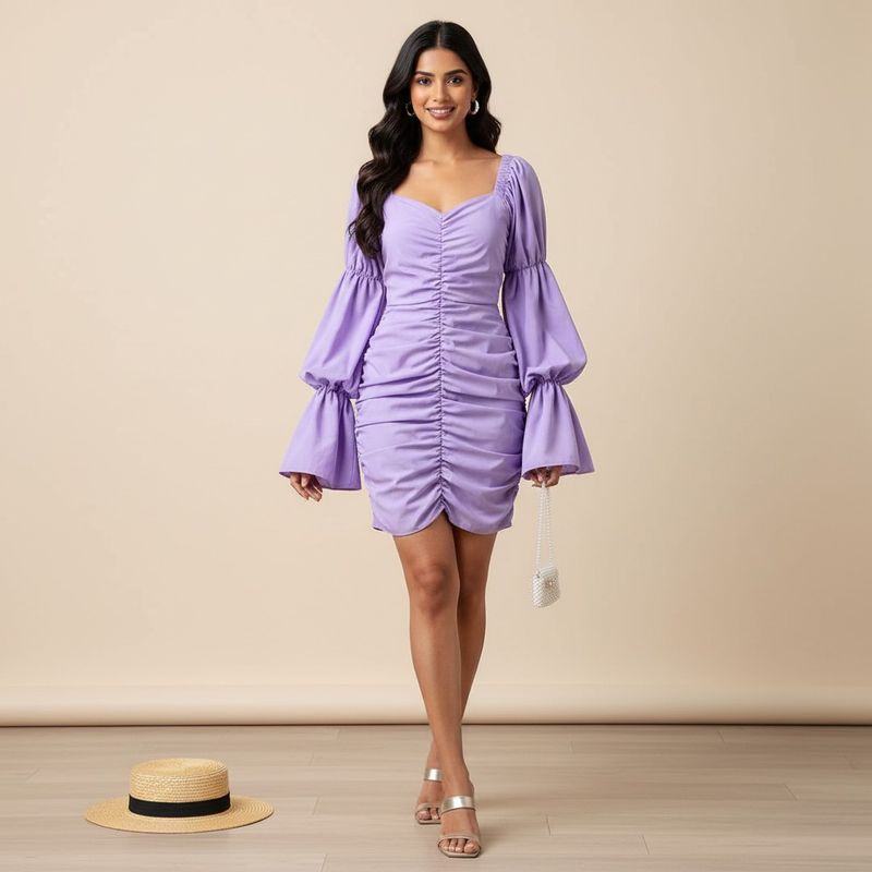 Purple Ruched Mini Dress