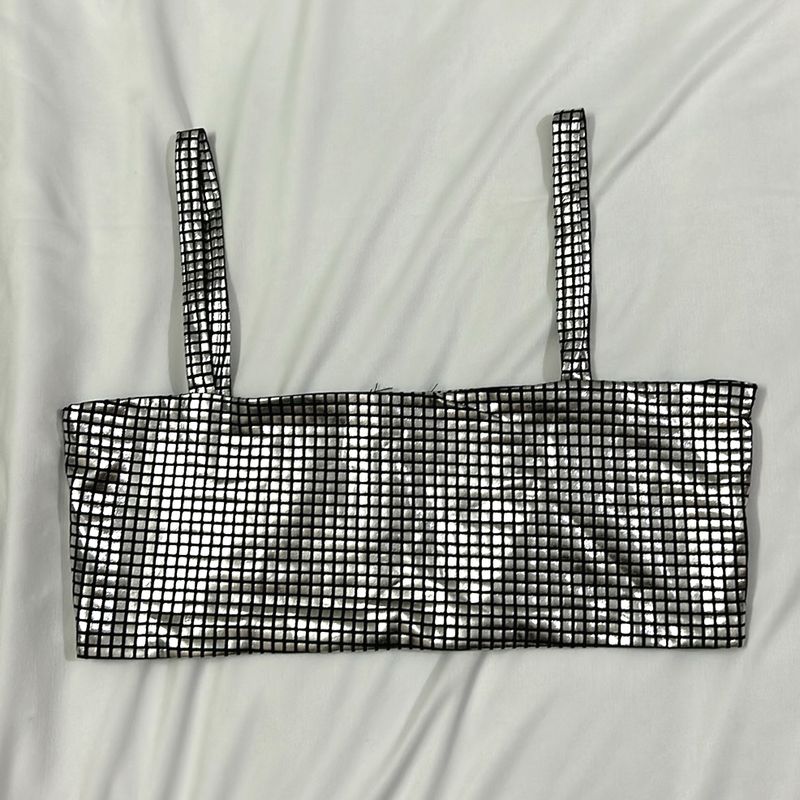 Silver-Black Blocks Party Top
