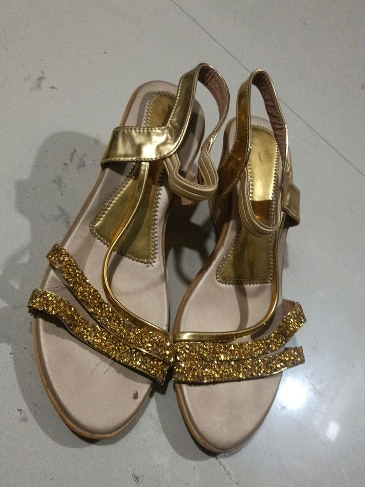 Golden Platform Heel