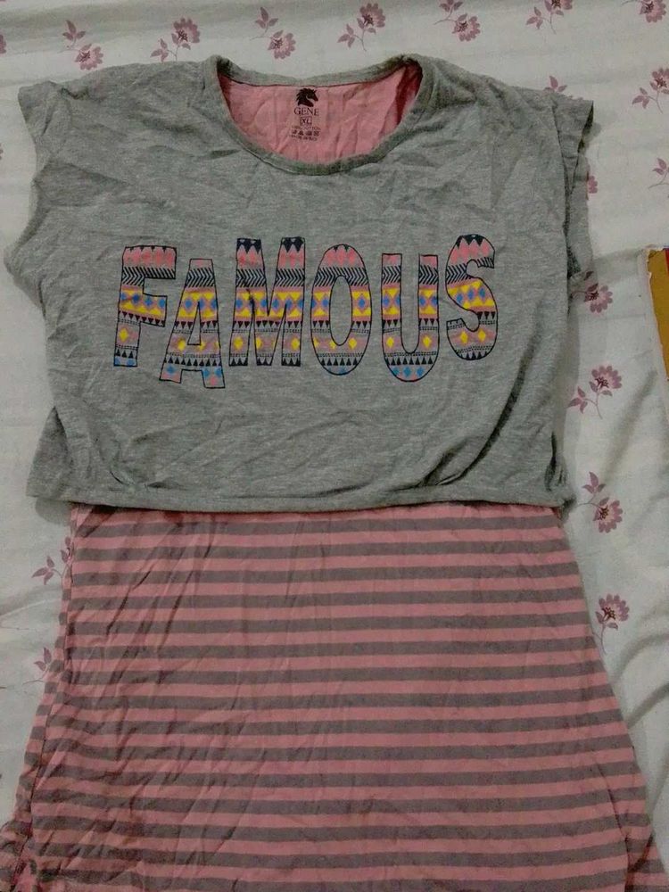 Grey T-shirt with 'FAMOUS' graphic