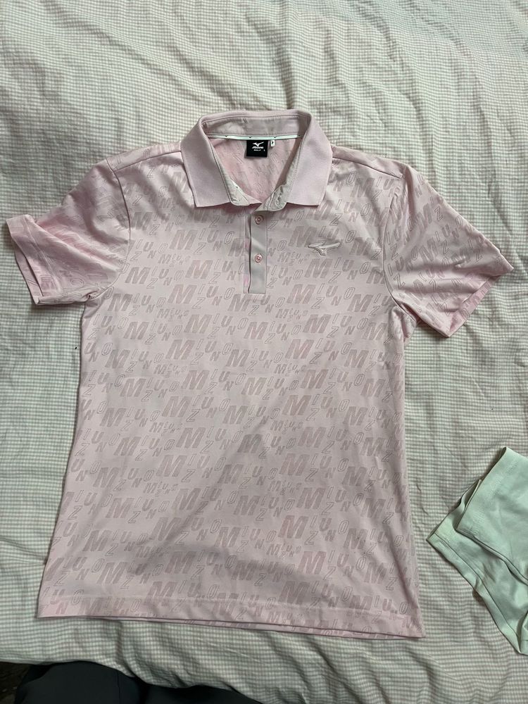 Mizuno Pink All-Over Logo Polo Shirt
