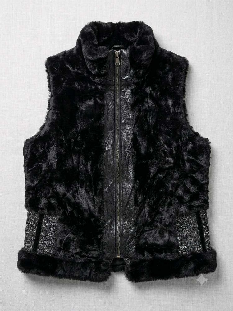 Stylish Black Faux Fur Vest