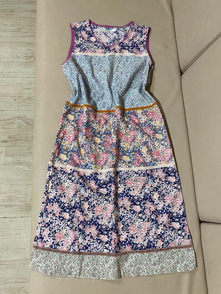 Patchwork Floral Midi Dress