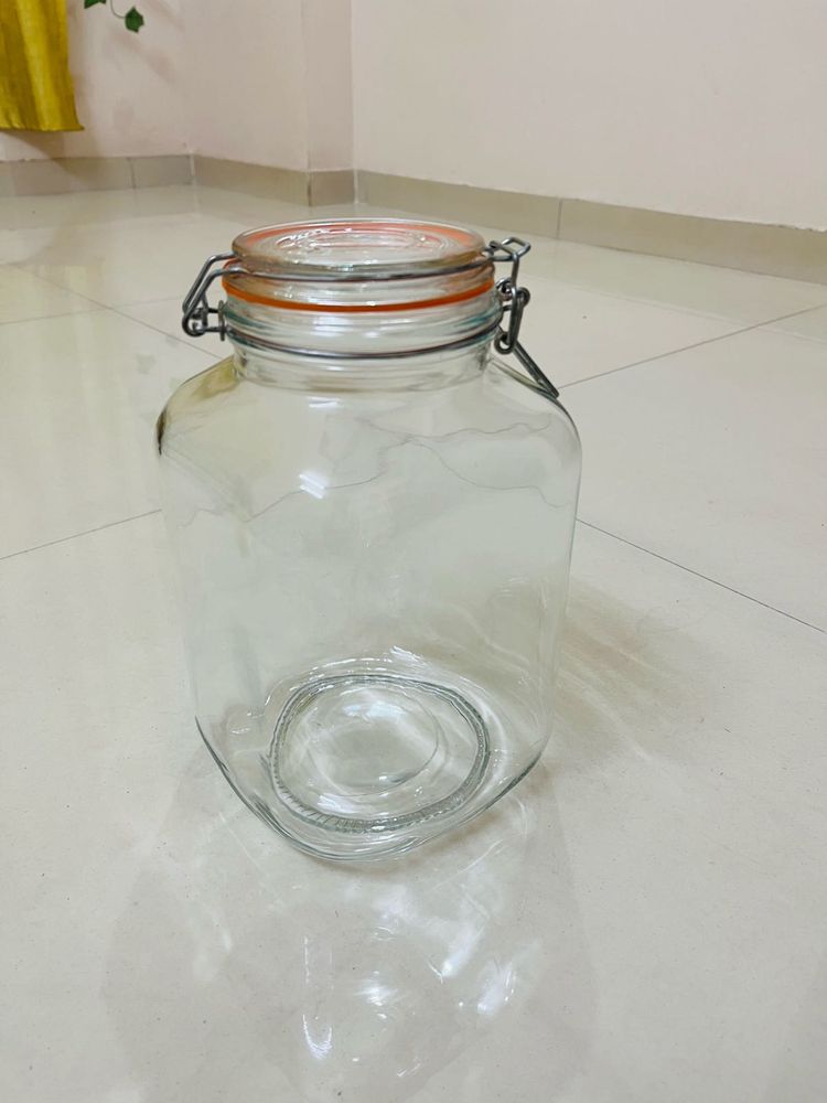 Large Vintage  Glass Clip Lid Jar