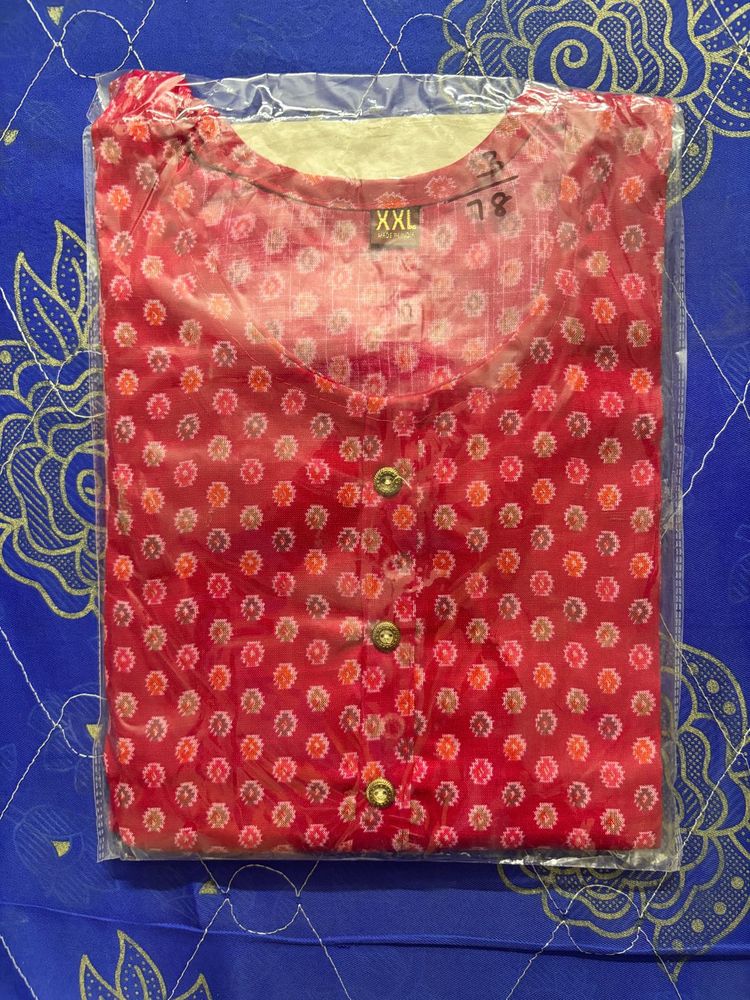 Red Printed Kurta