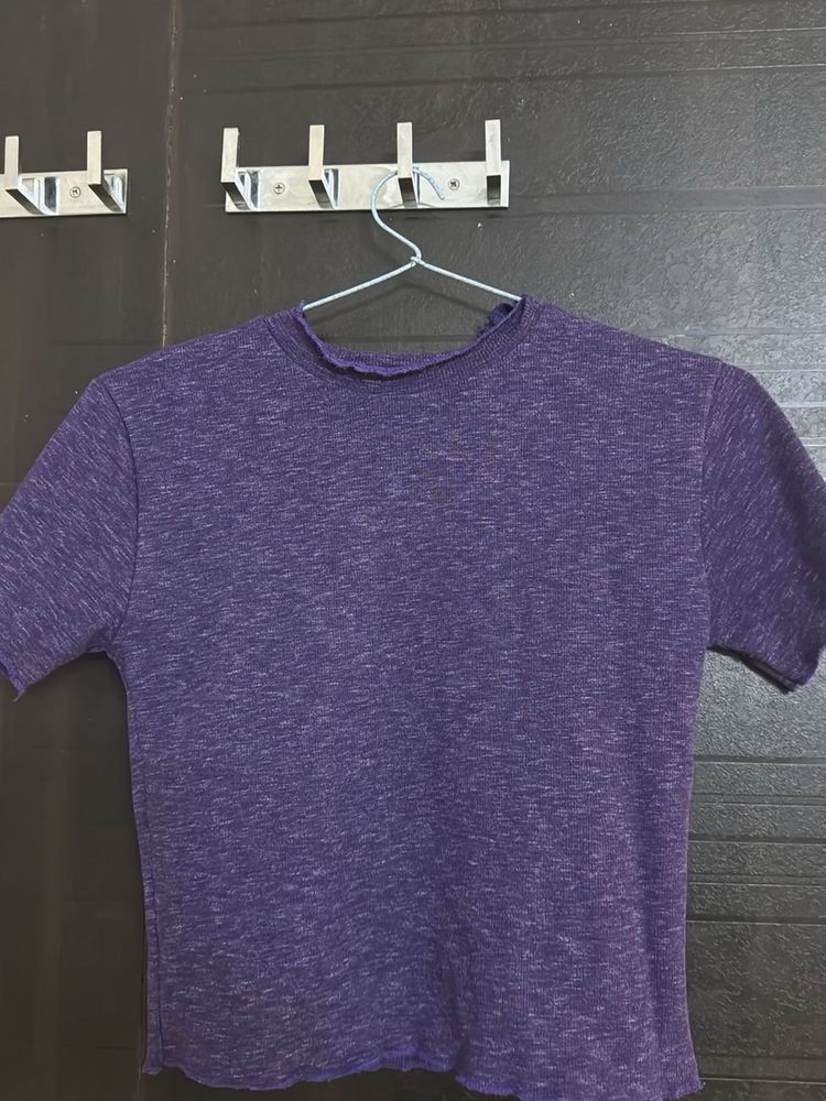 Purple Heathered Knit Top