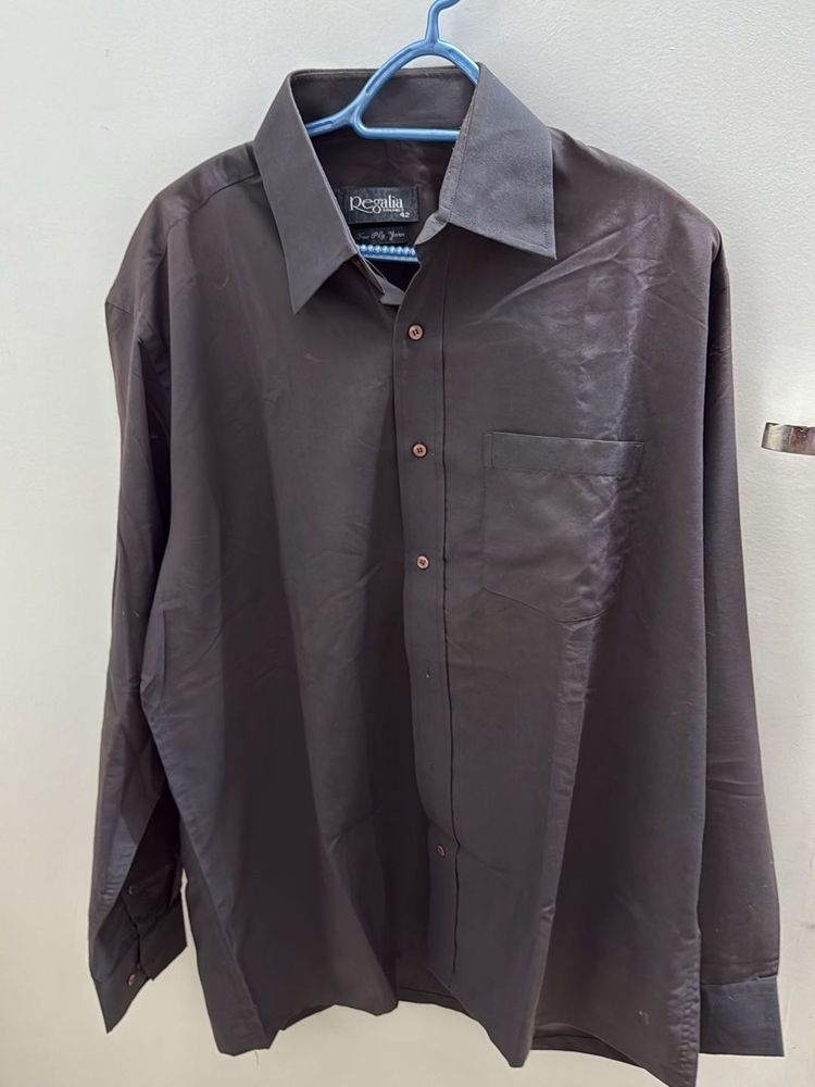 Men's Brown Long Sleeve Shirt