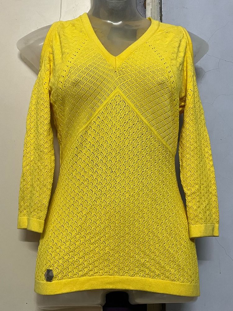 branded Yellow Knit winter Top