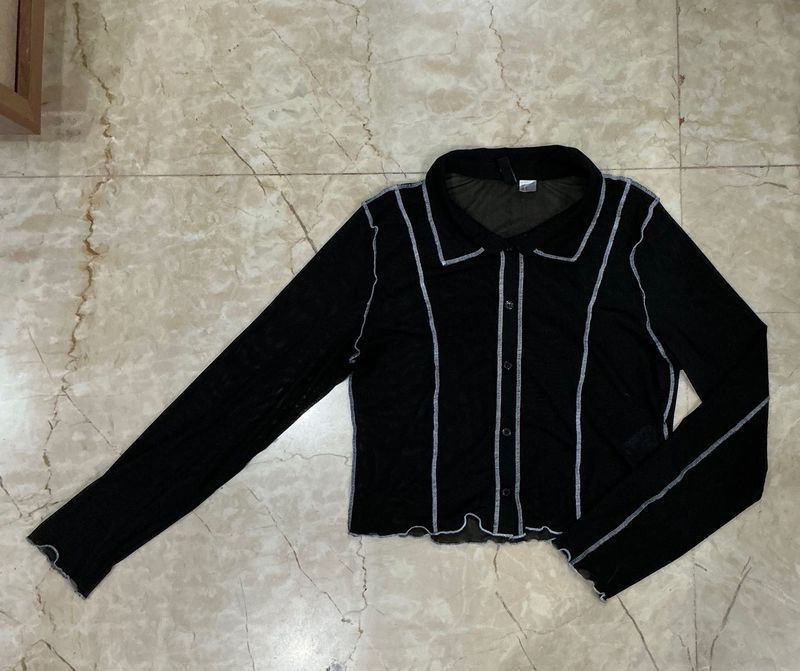 H&amp;M Black Sheer Top