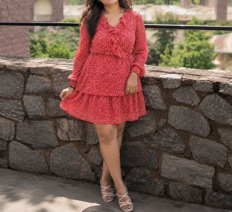 H&amp;M Red Floral Dress