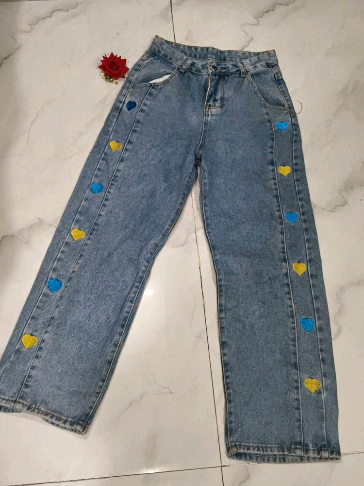 Cute Heart Patch Jeans