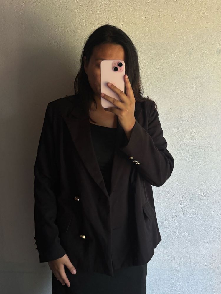 Classic Black Double-Breasted Blazer