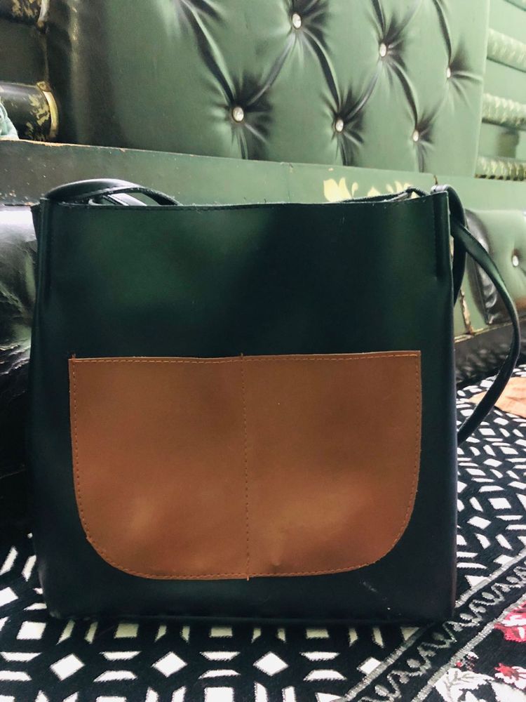 Chic Black &amp; Brown Crossbody Bag