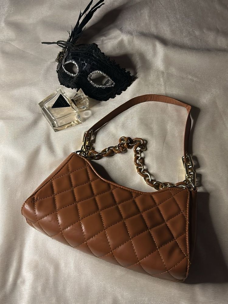 Quilted Shoulder Bag with Chain