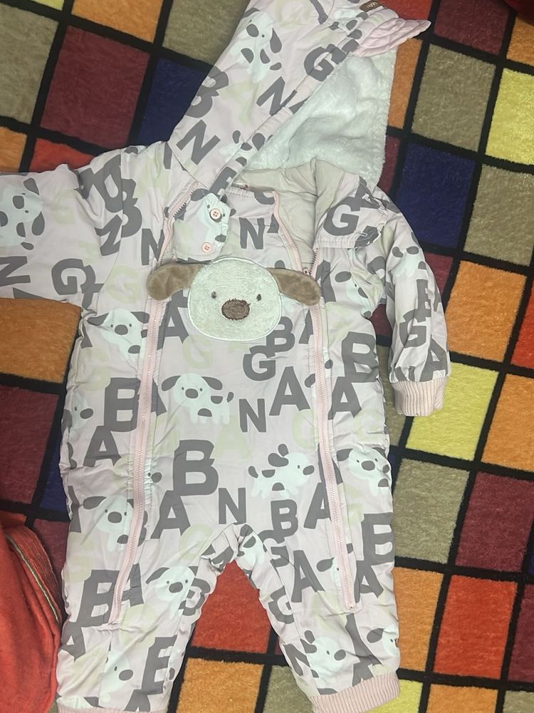 Cute Dog Print Snowsuit
