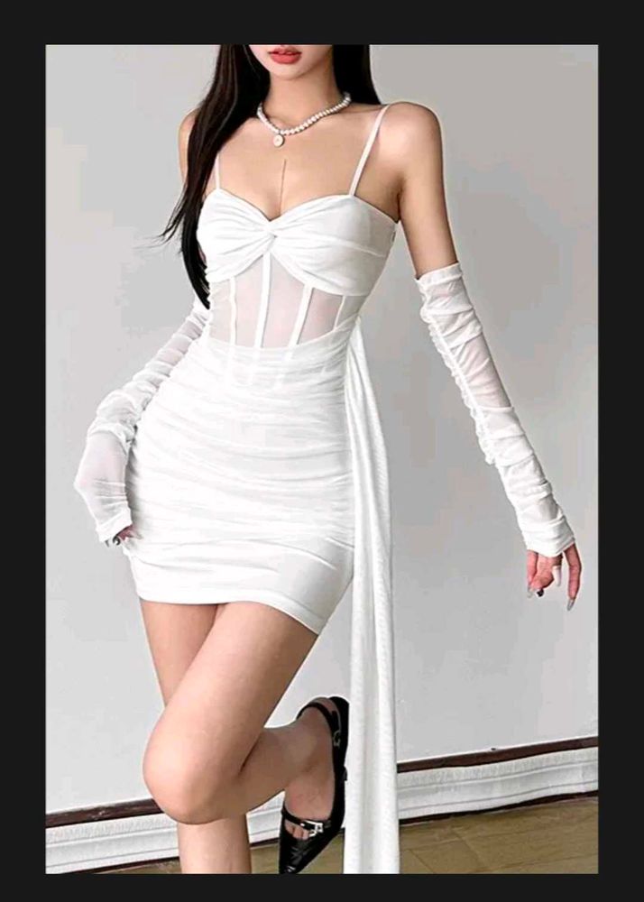 DROP YOU'RE OFFER!!!!! White Ruched Mini Dress