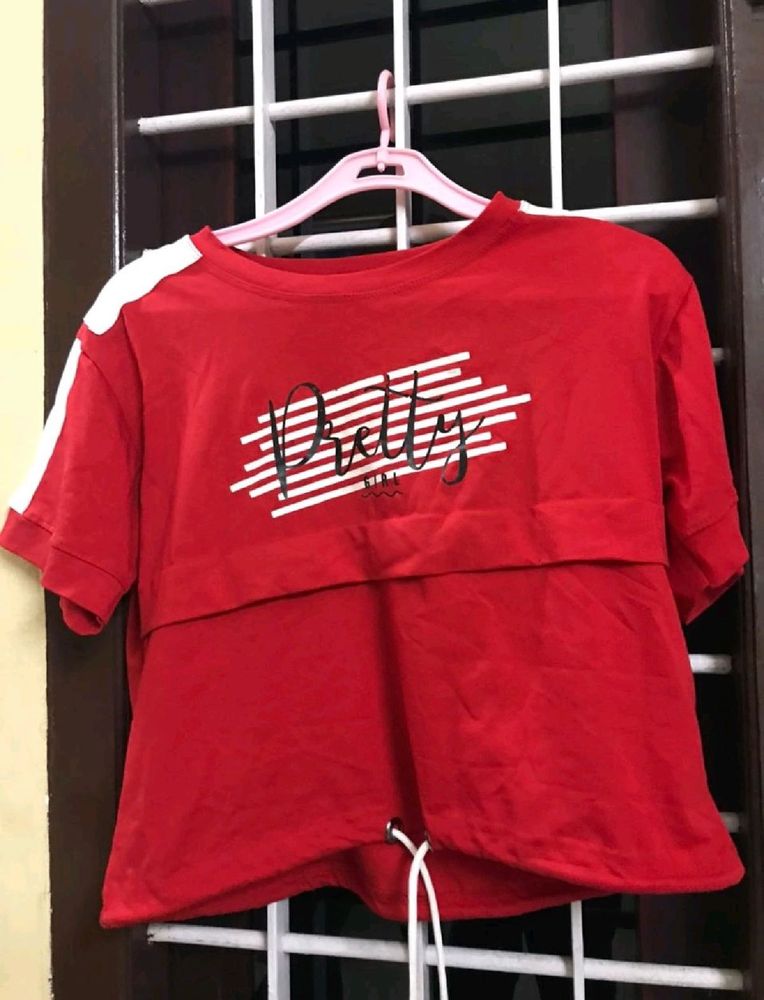 Women Red Crop Top