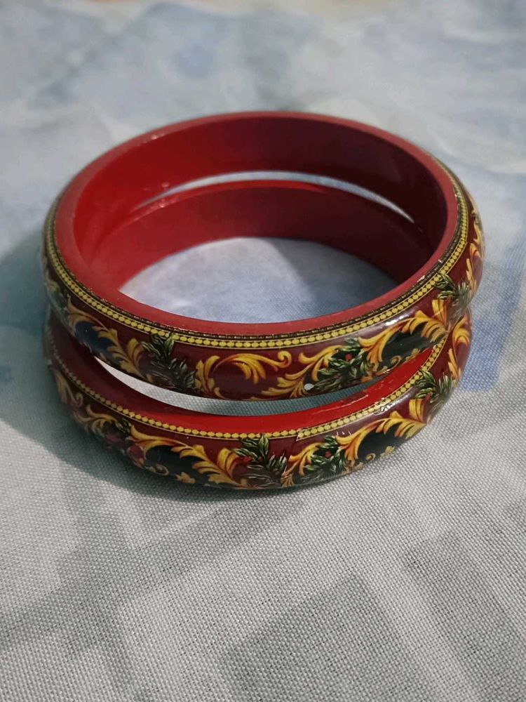 Red Bangles with Traditional Design