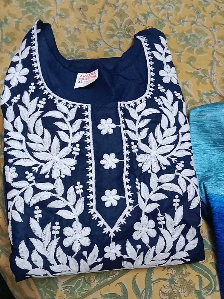Beautiful Navy Blue Embroidered Kurta
