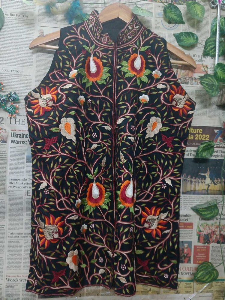 Exquisite Embroidered Black Vest