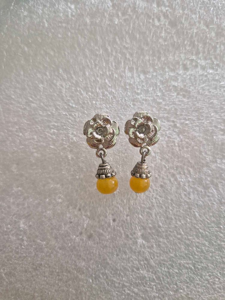 Silver Floral Jhumka Earrings-Unused