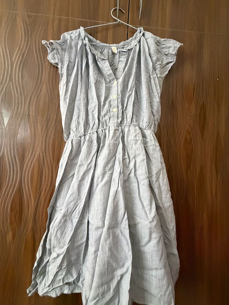 Light Blue Casual Button-Up Dress