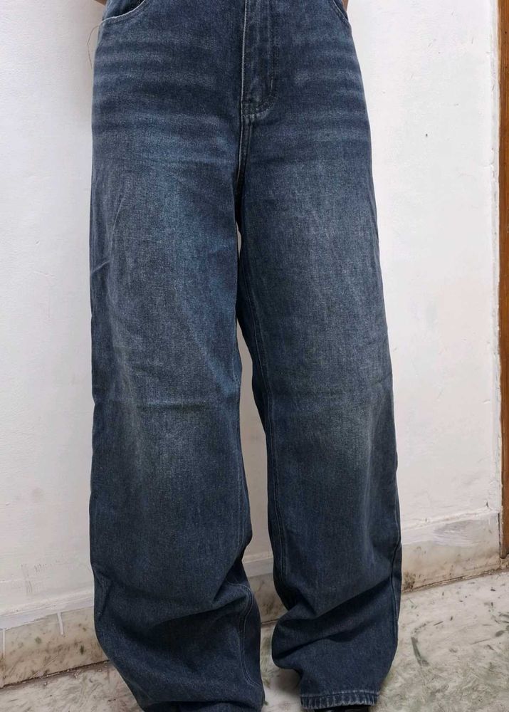 Cool vintage Wide Leg Blue Denim Jeans