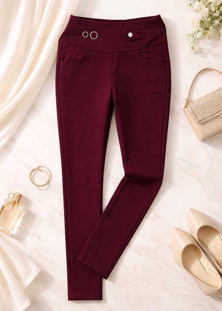 Stylish Maroon High-Waisted Pants 👖