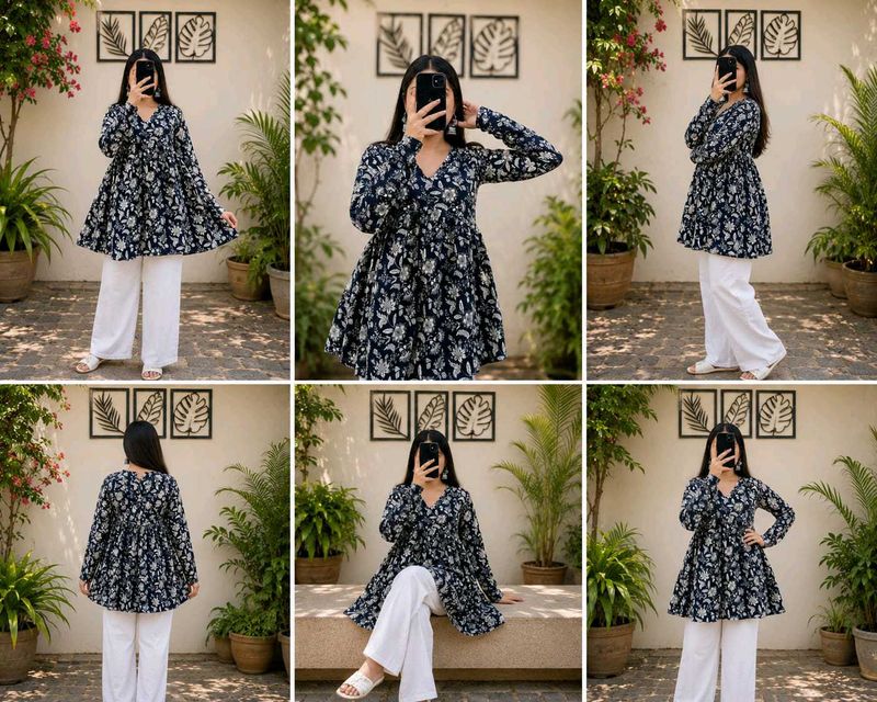 Stylish Floral Print Kurta-all size