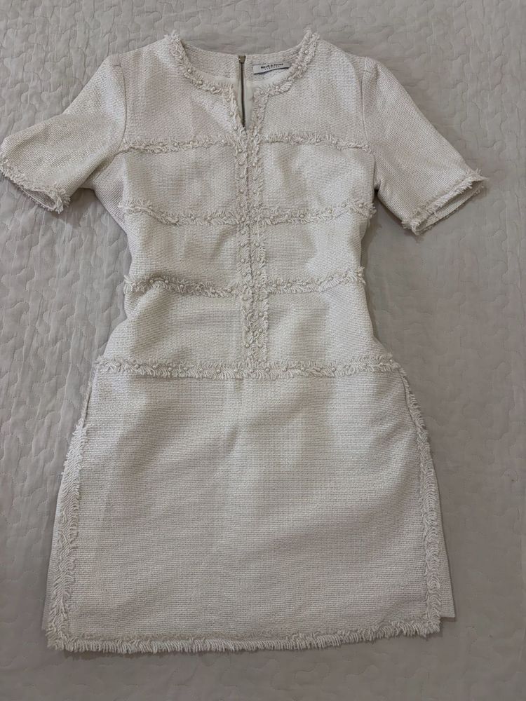 white tweed shift dress
