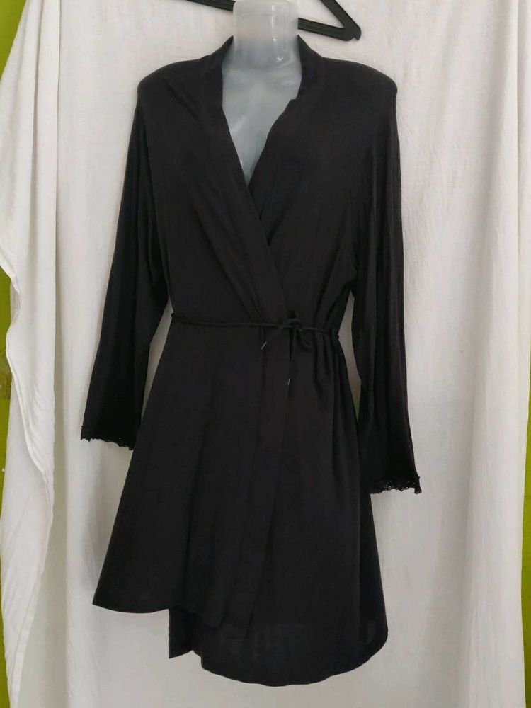 M&amp;S Black Wrap Robe