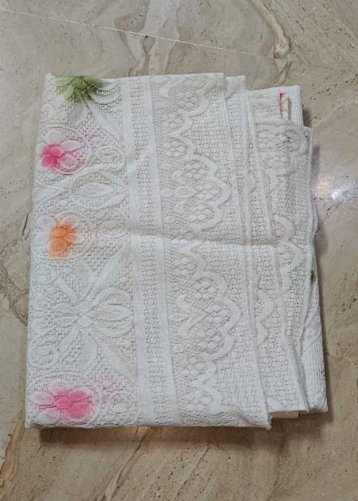 Beautiful White Net Floral Double bed Bedsheet