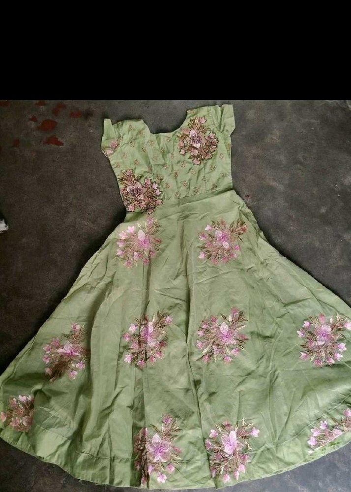 Embroidered Green Ethnic Gown