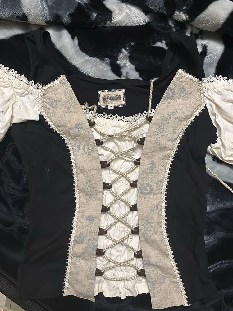 Bohemian Lace-up Corset Blouse