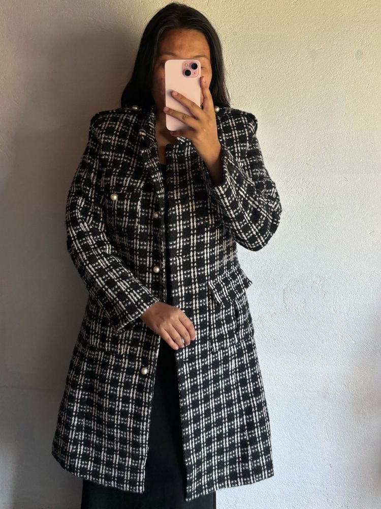 Chic Plaid Tweed Coat