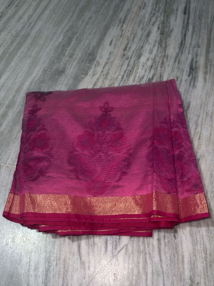pink silk saree