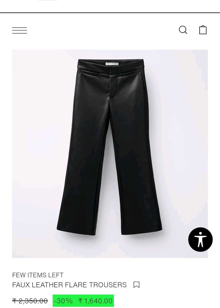 Zara Faux Leather Flare Trousers On Sals !!