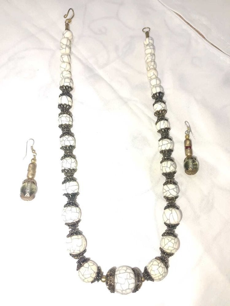 Boho Beaded Necklace and Earring Set