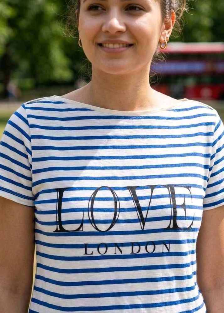 Blue &amp; White Striped "Love London" T-Shirt