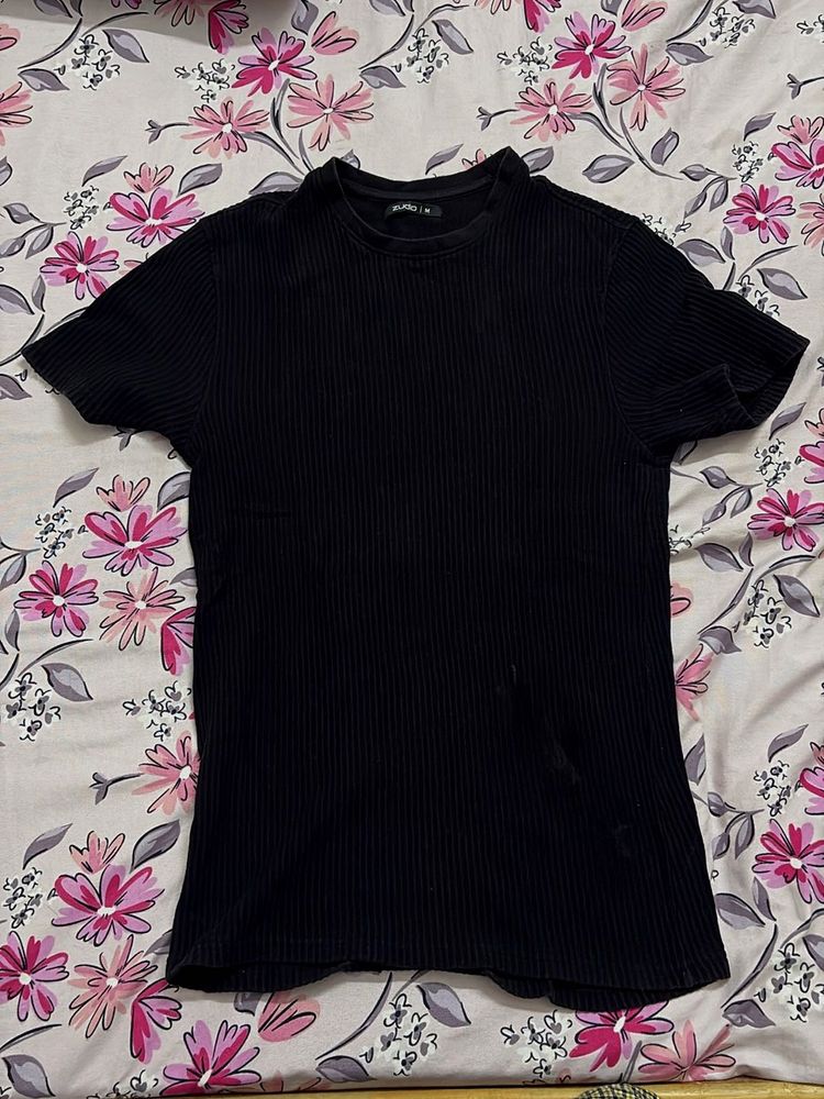 Black Ribbed Mock t shirt used