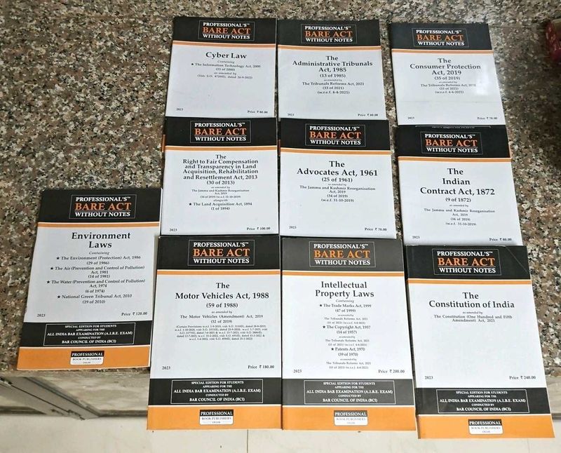 Set of 10 Bare Acts without Notes — AIBE Exam