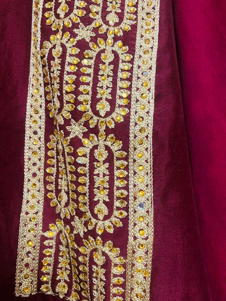 Elegant Maroon Embroidered Fabric